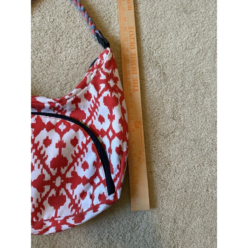 KAVU Hobo Shoulder Bag Purse Handbag Red & White Braided‎ Shoulder Strap